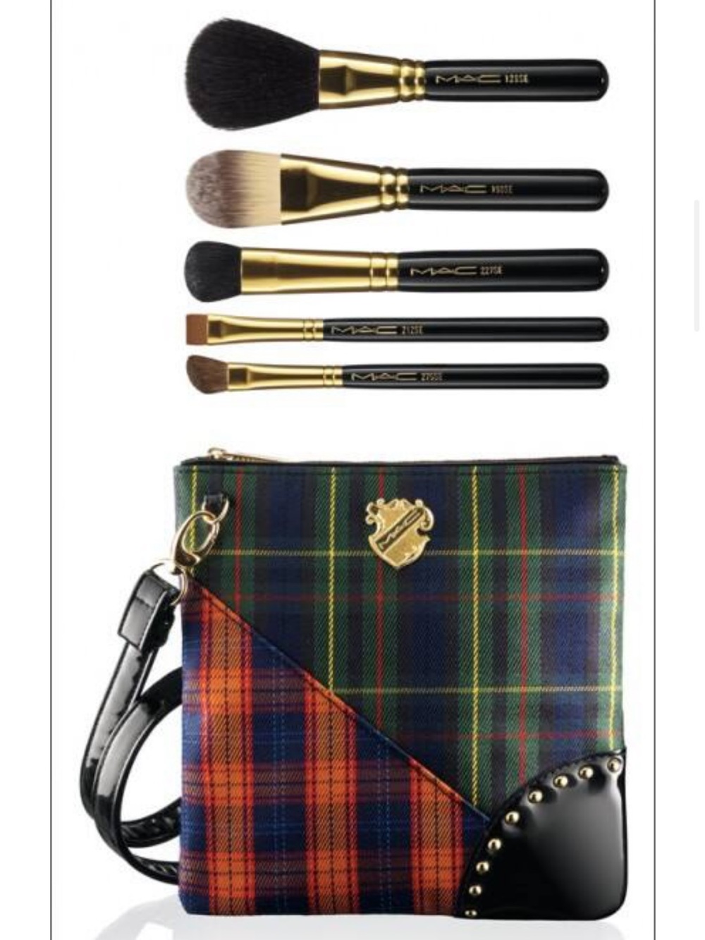MAC Makeup Brush Set with Plaid Wristlet - Holiday - Sweep Me Off My Feet - NIB